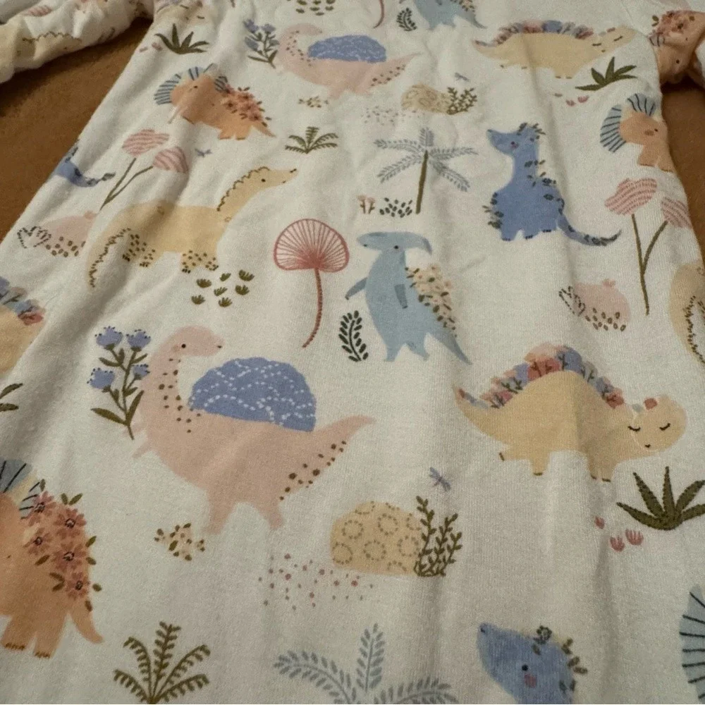 Angel Dear Baby Dinosaur Floral Bamboo Viscose Knotted Gown Sleeper 0-3M